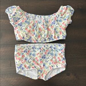 Janie and Jack Floral Kids Swim Bikini - Pink and Blue